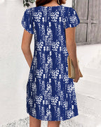 Vestito Casual Stampato con Maniche a Petalo