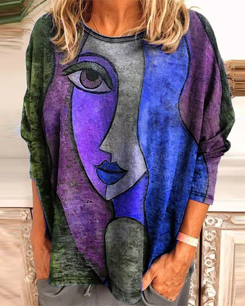 Maglia a maniche lunghe con stampa di sagome