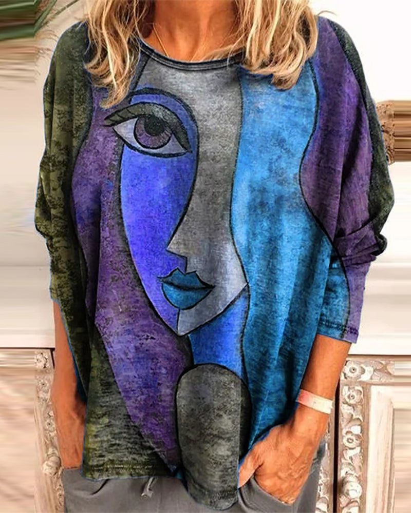 Maglia a maniche lunghe con stampa di sagome