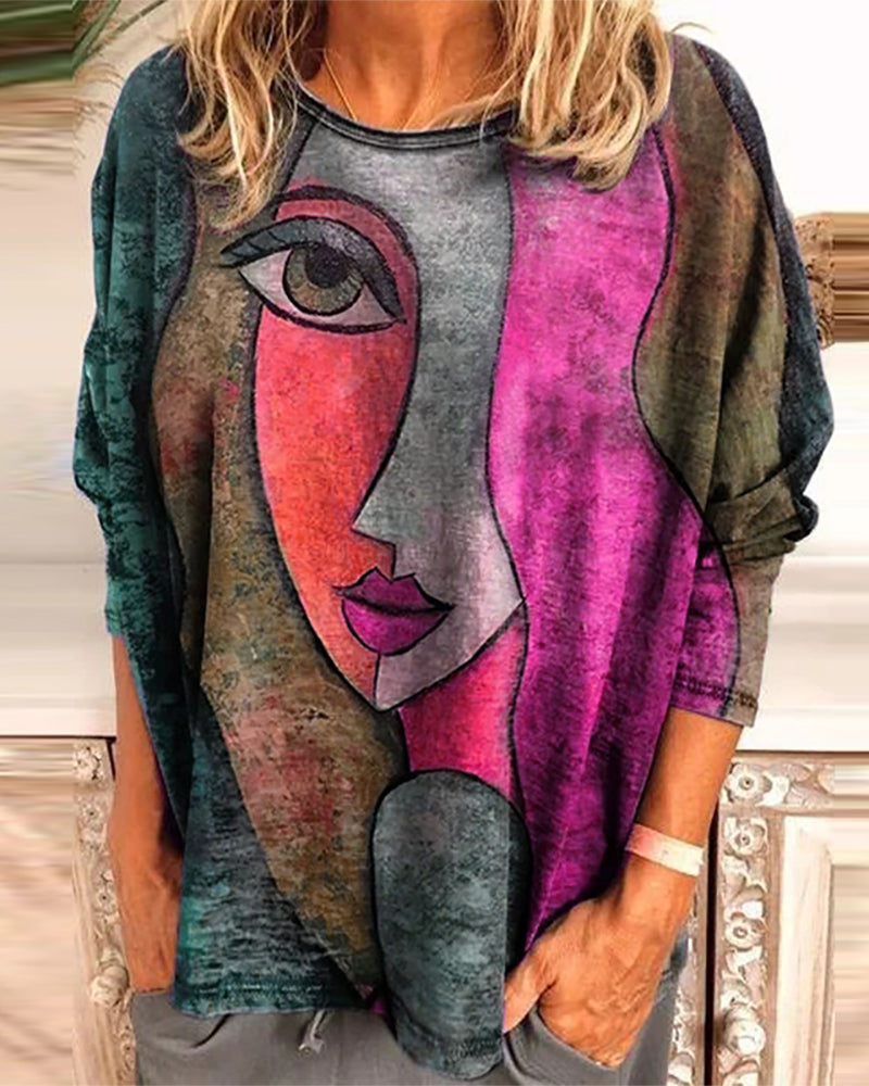 Maglia a maniche lunghe con stampa di sagome