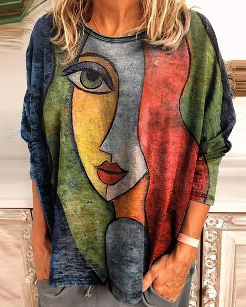 Maglia a maniche lunghe con stampa di sagome