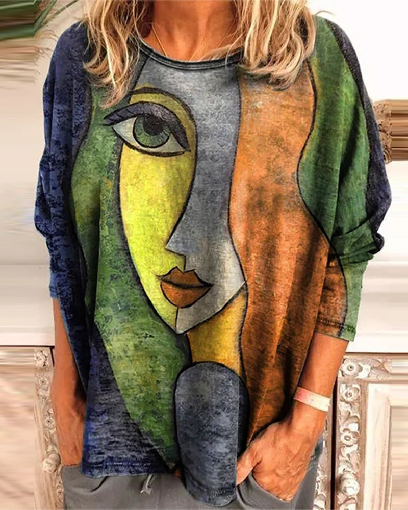 Maglia a maniche lunghe con stampa di sagome