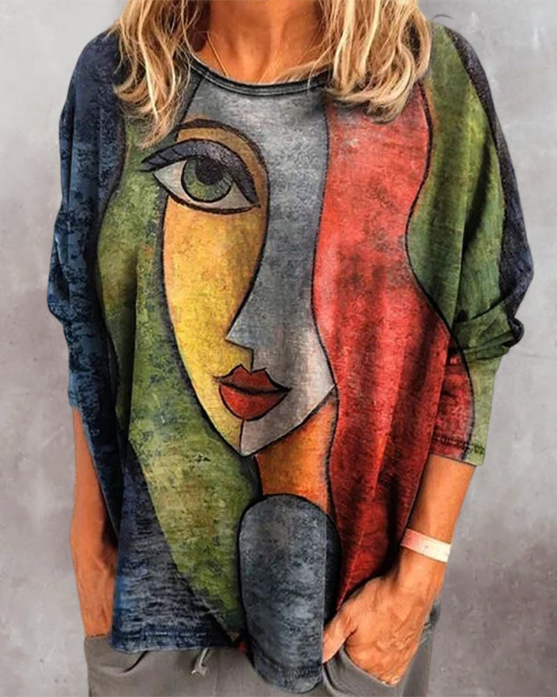 Maglia a maniche lunghe con stampa di sagome