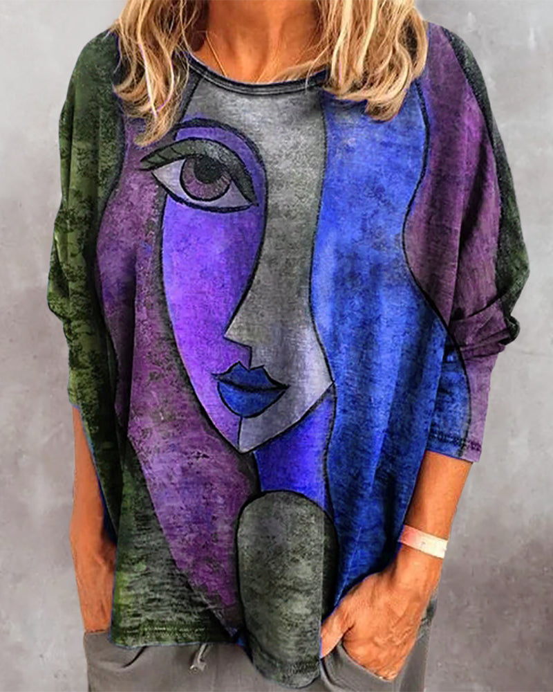 Maglia a maniche lunghe con stampa di sagome