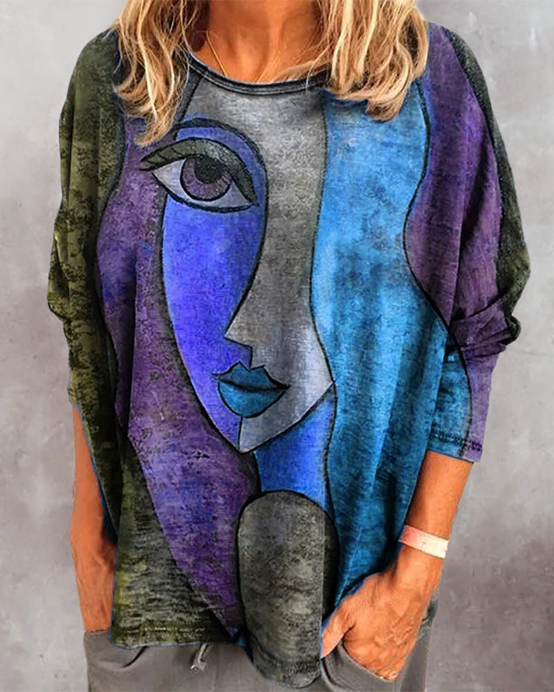 Maglia a maniche lunghe con stampa di sagome