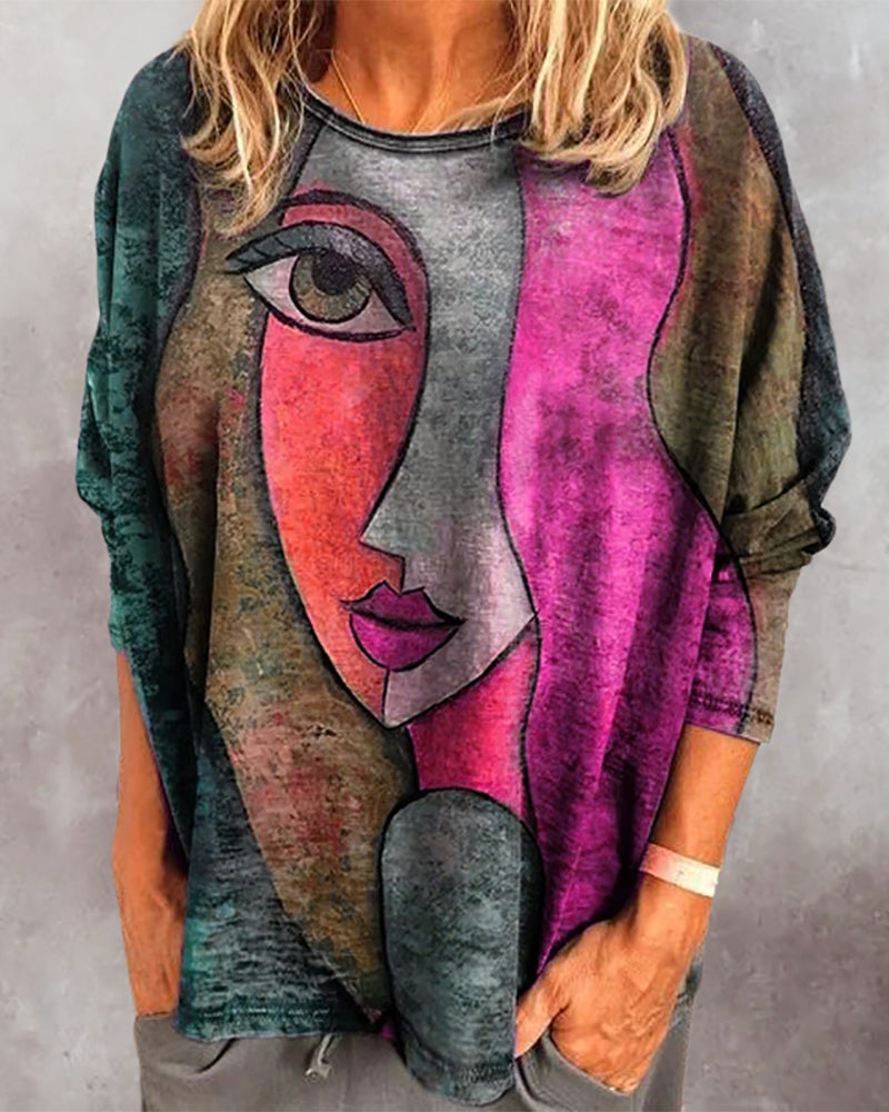 Maglia a maniche lunghe con stampa di sagome