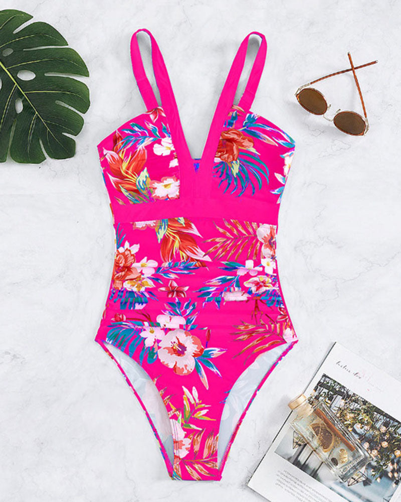 Costume da bagno intero alla moda con stampa floreale