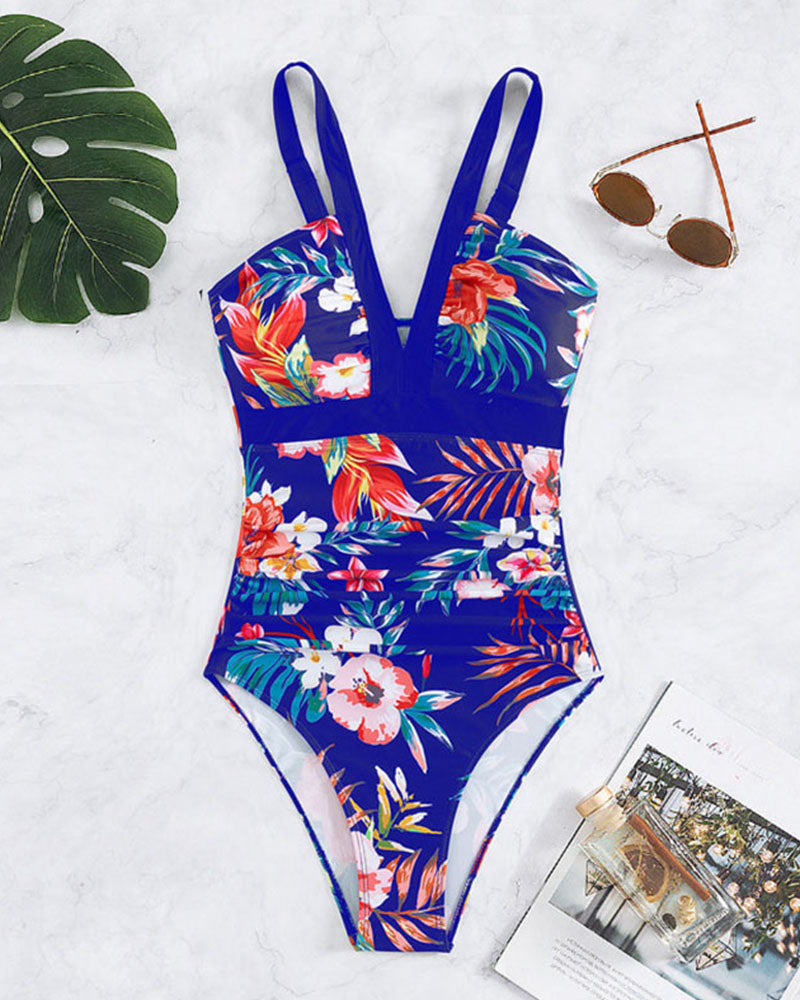 Costume da bagno intero alla moda con stampa floreale