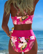Bikini Contrasto Floreale Spacco