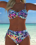 Bikini con spalline sottili e stampa a motivo astratto