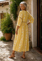 Maria | Vestito Midi Floreale Giallo Morbido