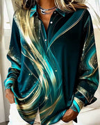 Camicia casual a maniche lunghe con motivo scintillante