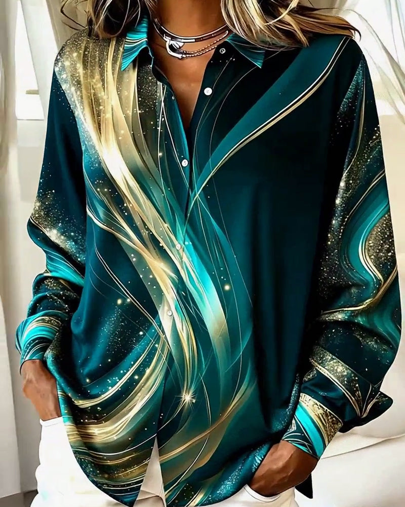 Camicia casual a maniche lunghe con motivo scintillante