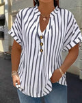 Camicia a righe con scollo a V e bottoni