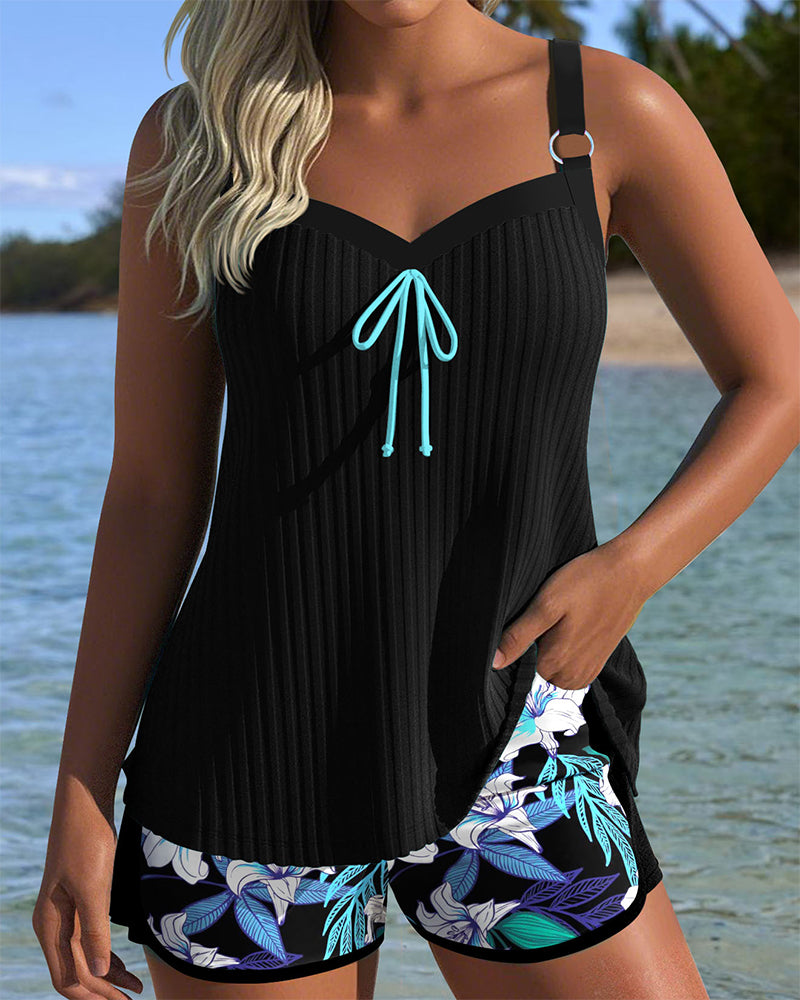Costume da bagno senza spalline stampato pantaloncini da spiaggia