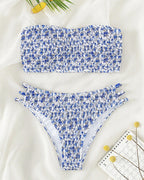 Bikini piccolo a fascia con stampa floreale