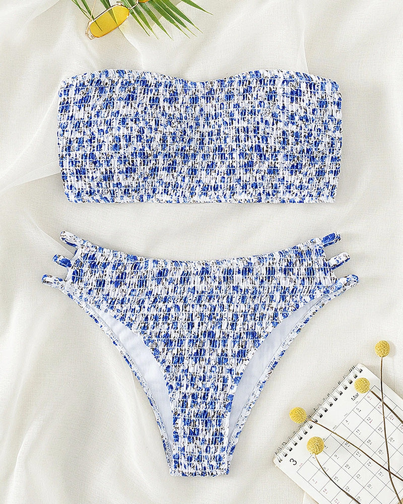 Bikini piccolo a fascia con stampa floreale