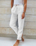 Pantaloni casual a tinta unita a gamba dritta