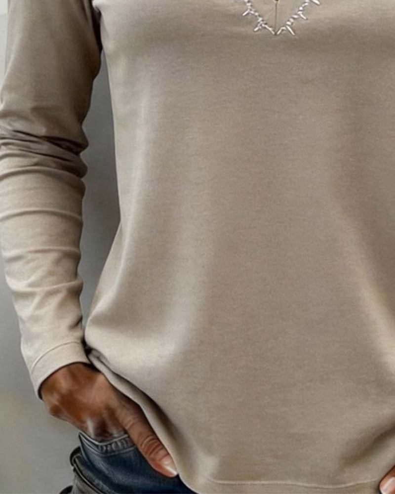 Top scollo a V tinta unita elegante casual
