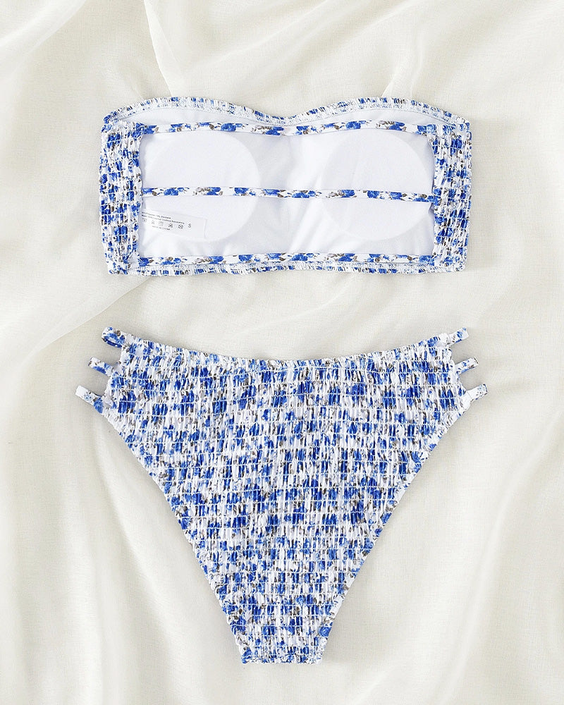 Bikini piccolo a fascia con stampa floreale