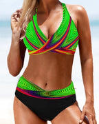 Bikini a righe multicolore