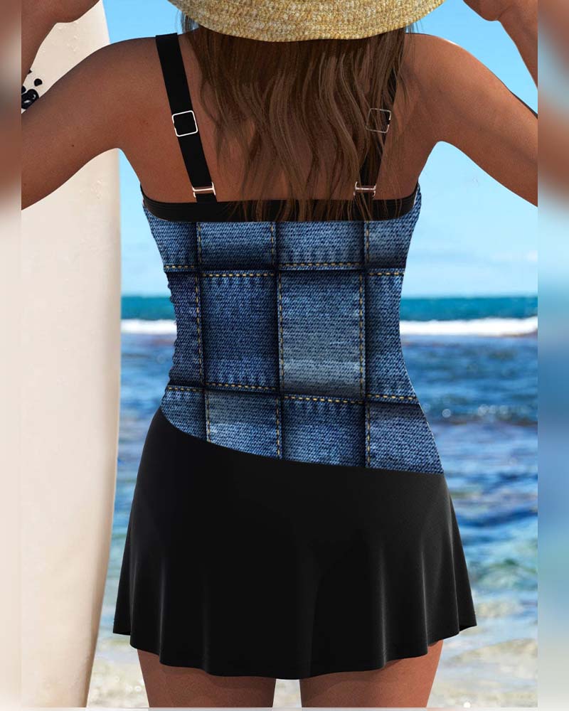 Costume Da Bagno A Top E Slip A Vita Alta Con Bretelle