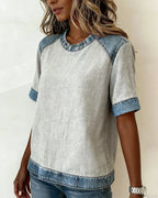 Top Jean Patchwork Maniche Corte