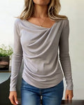 Camicia alla moda a collo a U a maniche lunghe