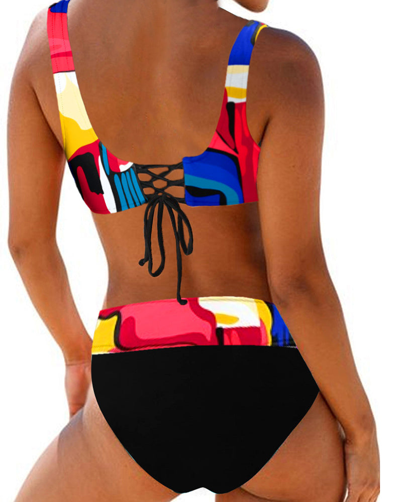 Bikini a righe multicolore
