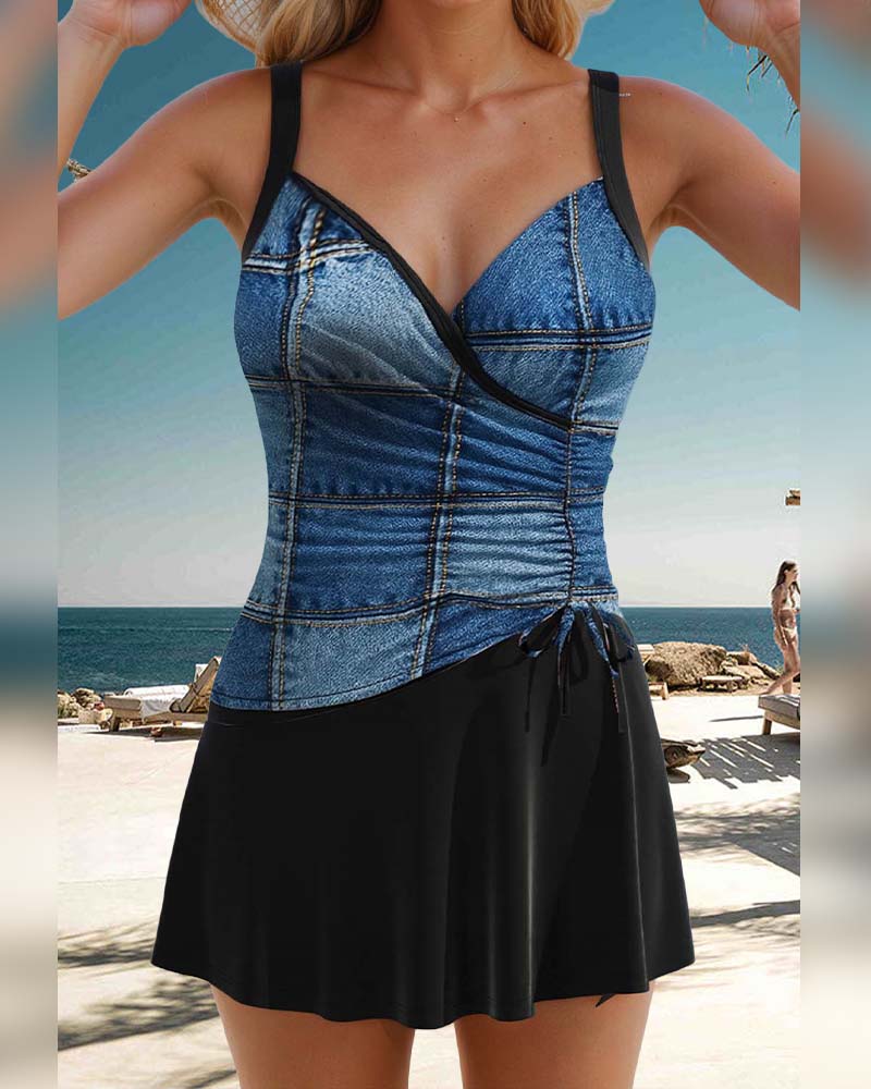 Costume Da Bagno A Top E Slip A Vita Alta Con Bretelle