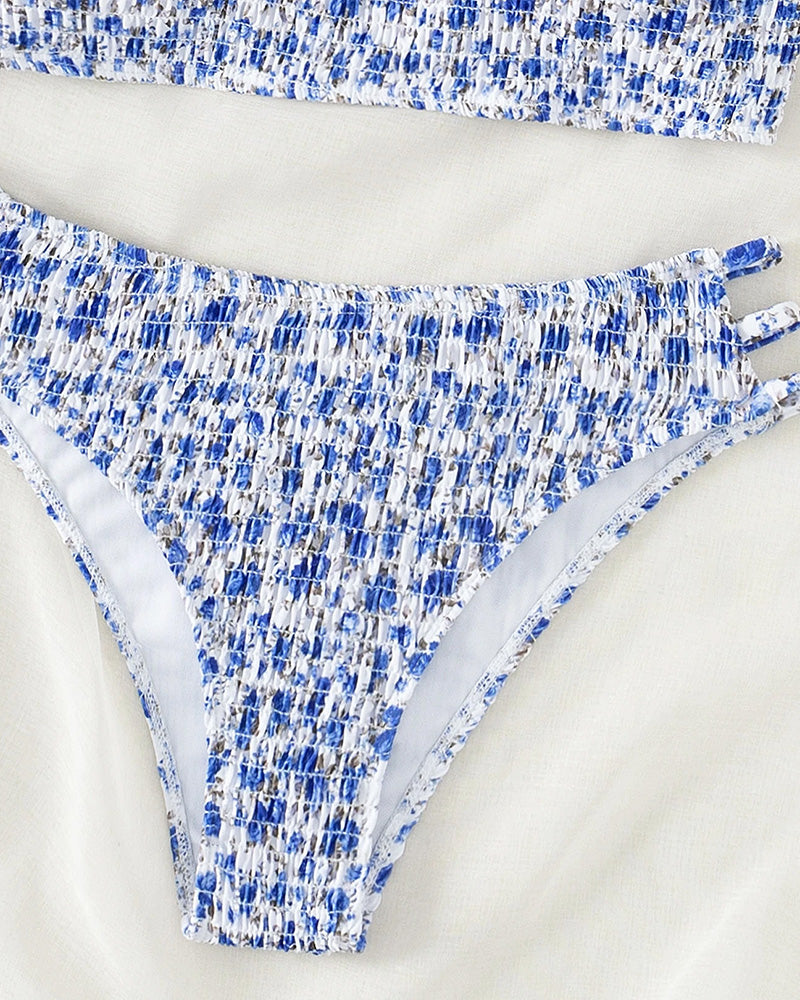 Bikini piccolo a fascia con stampa floreale