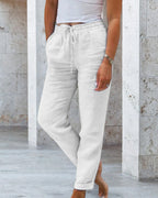 Pantaloni casual a tinta unita a gamba dritta