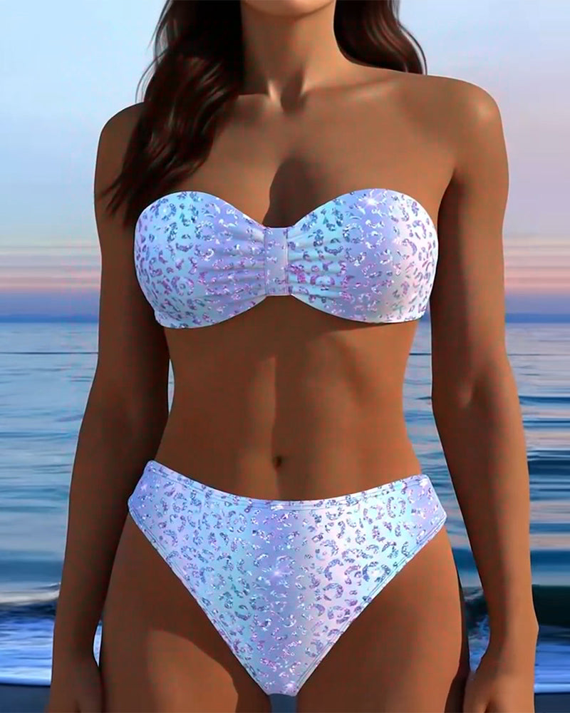 Bikini a fascia stampato leopardato