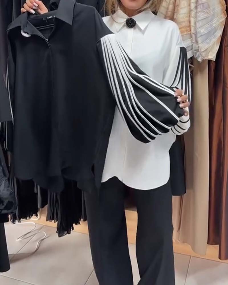 Camicia in contrasto a maniche lunghe