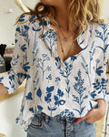 Camicia a maniche lunghe con stampa botanica