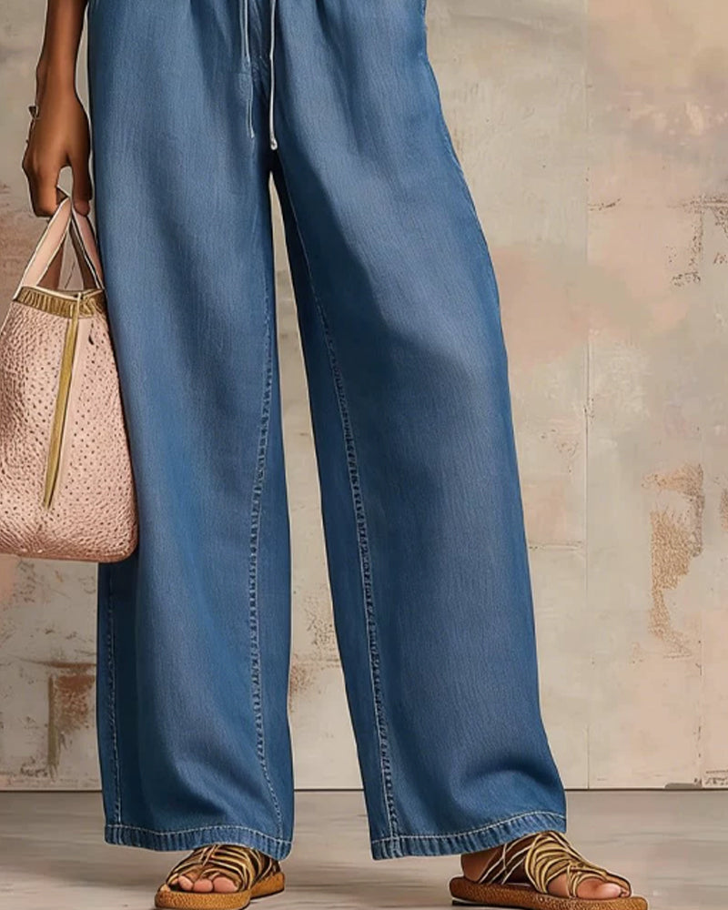 Completi Due Pezzi Cerniera Collo Tondo Top Ampio Pantaloni A Gamba Larga