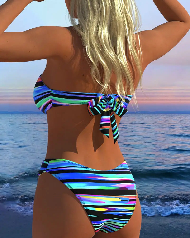 Costume da bagno sexy a righe arcobaleno