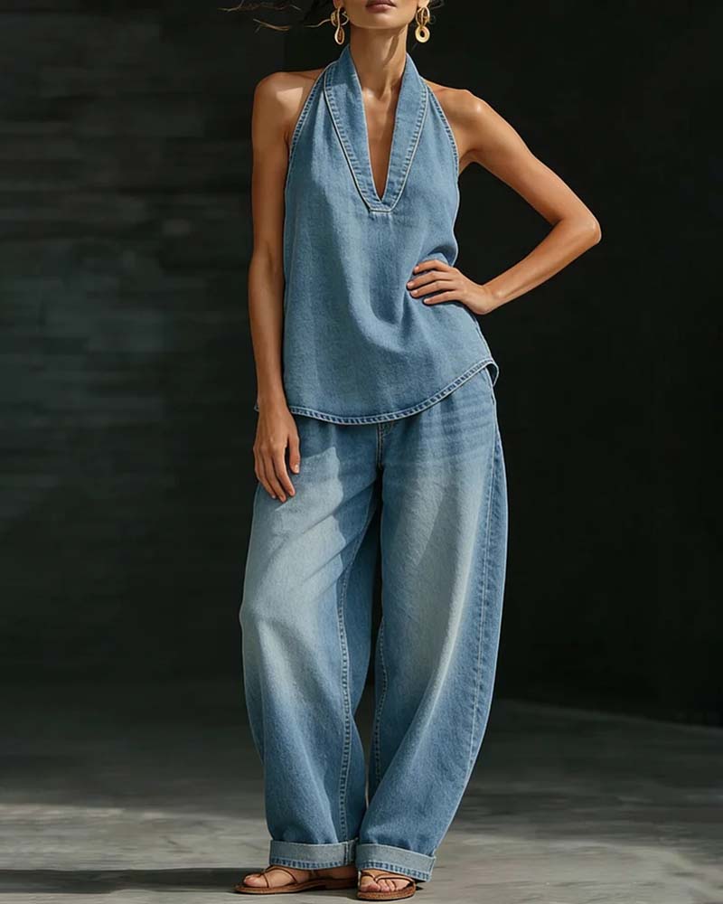 Set di jeans con cavezza colorata