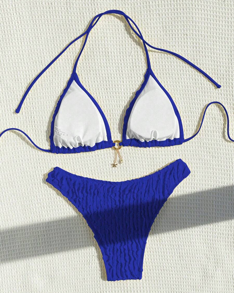 Bikini sexy tinta unita due pezzi triangolo