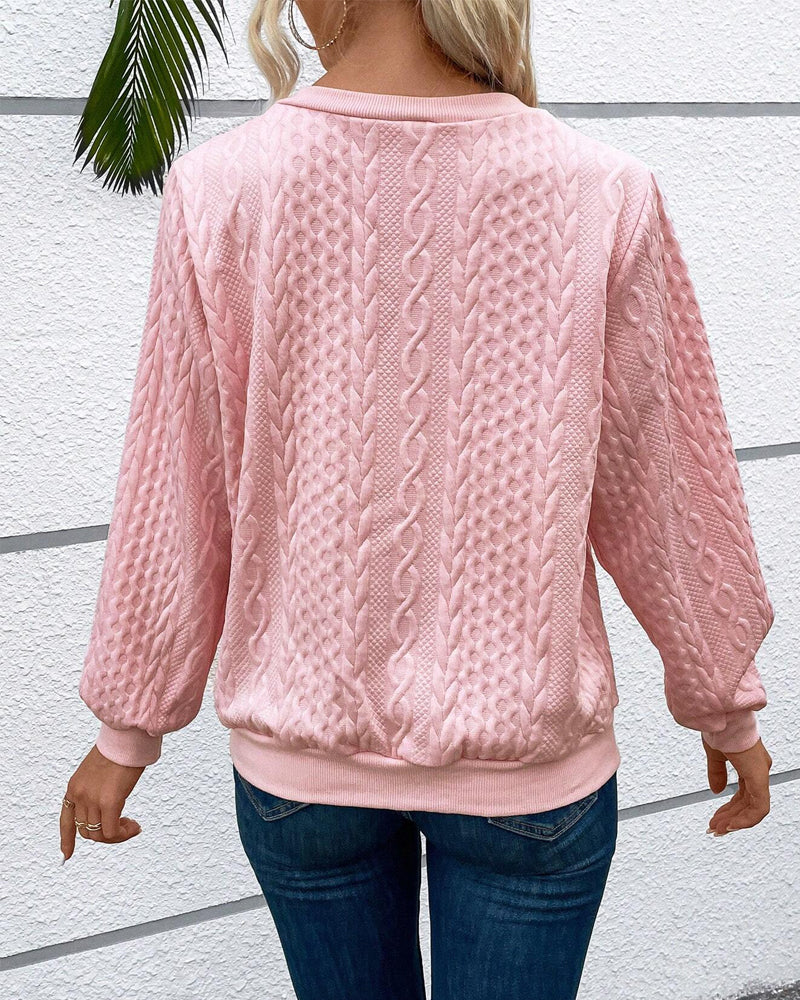 Felpa casual a maniche lunghe con zip tinta unita