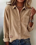 Camicia Tendenza Velluto a Coste con Risvolto