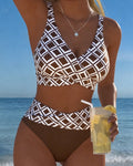 Costume da bagno a due pezzi stile reggiseno con motivo a rombi