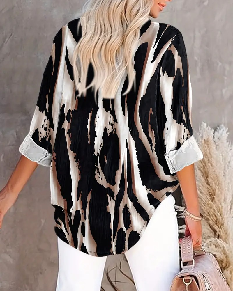 Camicia a Collo Alto Stampa Irregolare