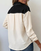 Camicia casual con revers in denim patchwork