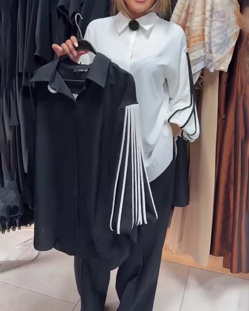 Camicia in contrasto a maniche lunghe
