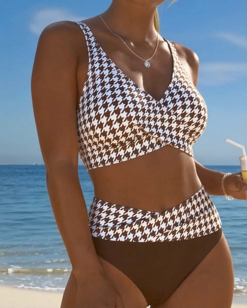 Bikini Pied-De-Poule Incrociato