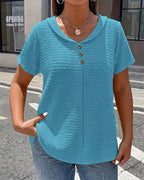 T-shirt con colletto Peter Pan a tre bottoni