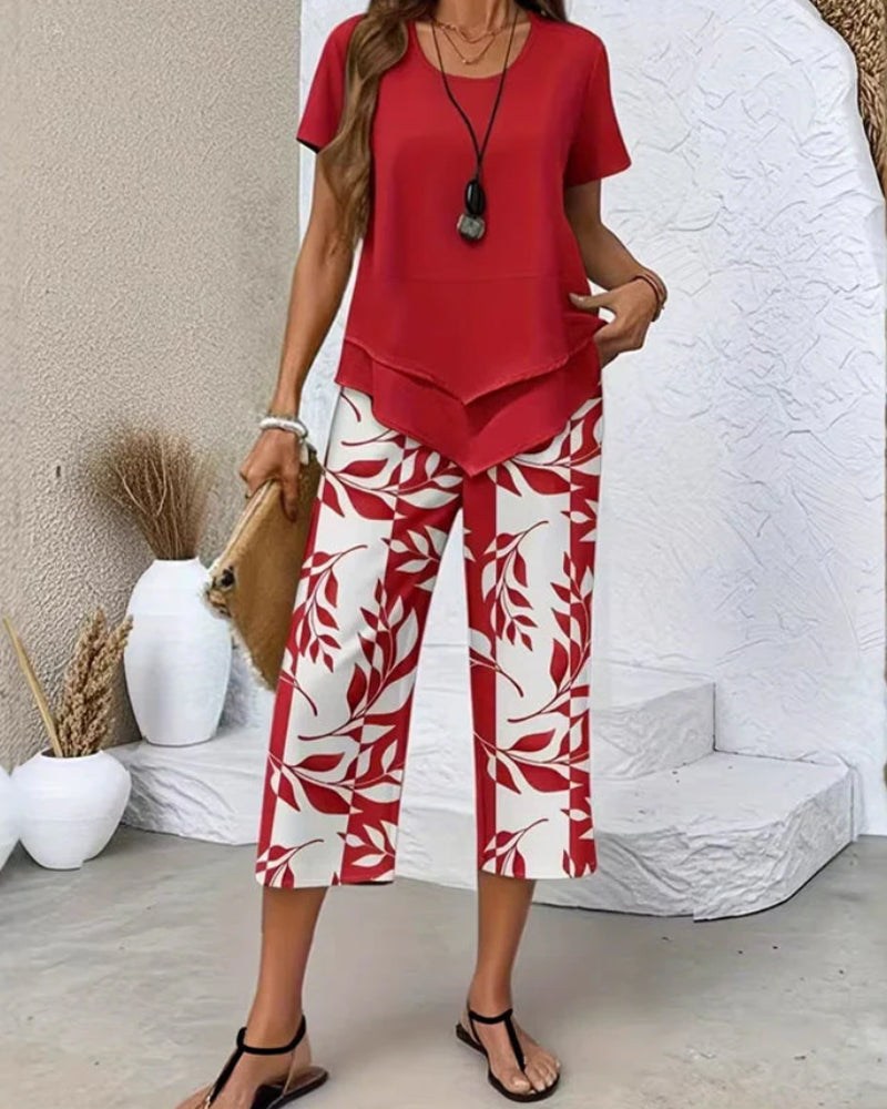 Completo due pezzi stampato casual con pantaloncini