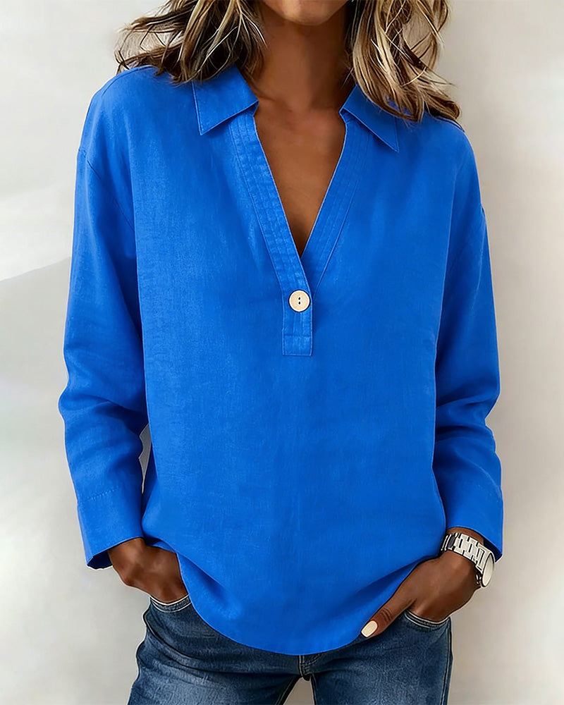 Camicia a maniche lunghe tinta unita con bottoni