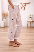 Pantaloni di lino a righe con tasche – freschi, comodi ed eleganti